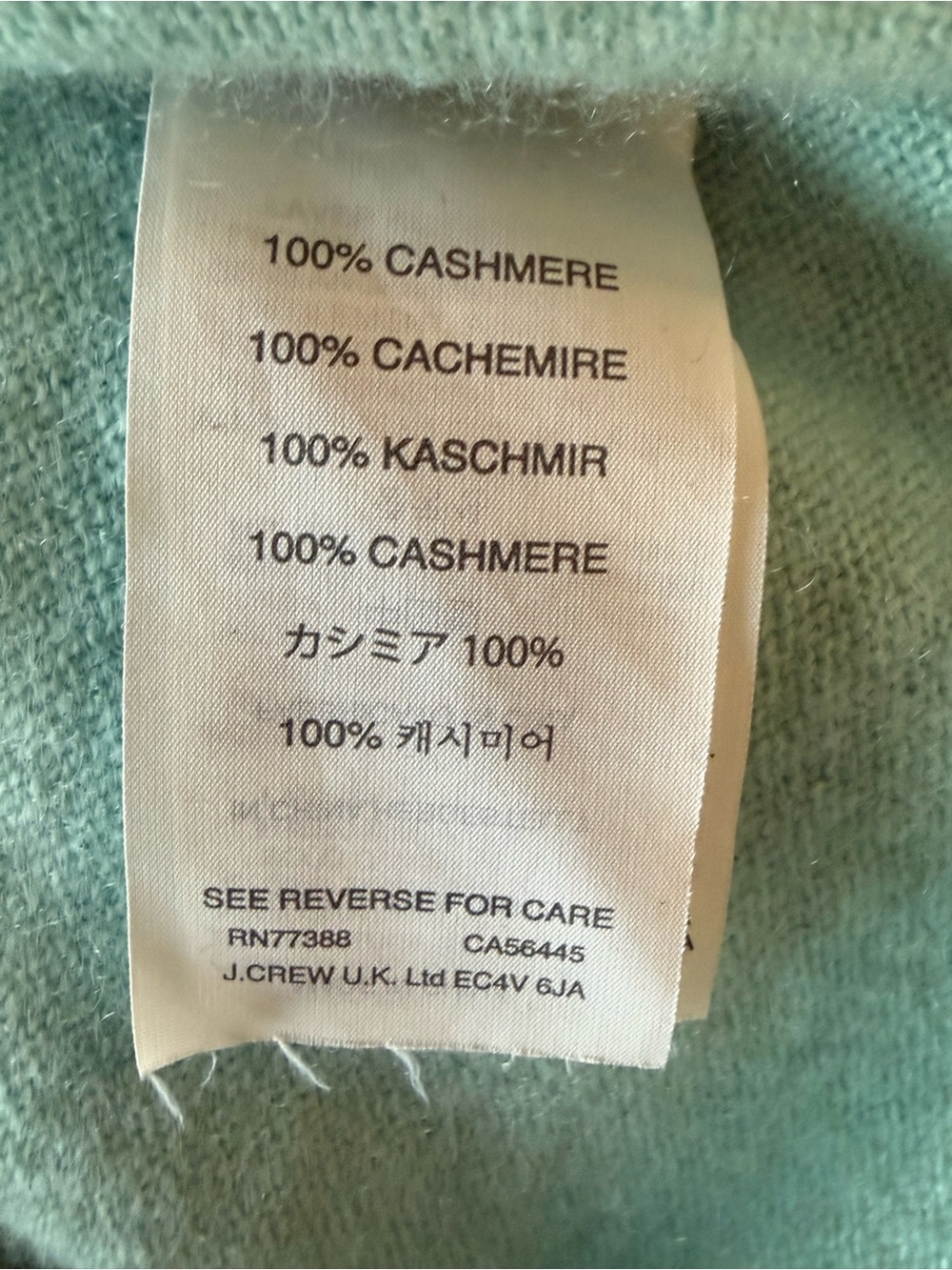 J. Crew Collection 100% Italian Cashmere Sweater M Aqua Blue Crewneck - Picture 8 of 8